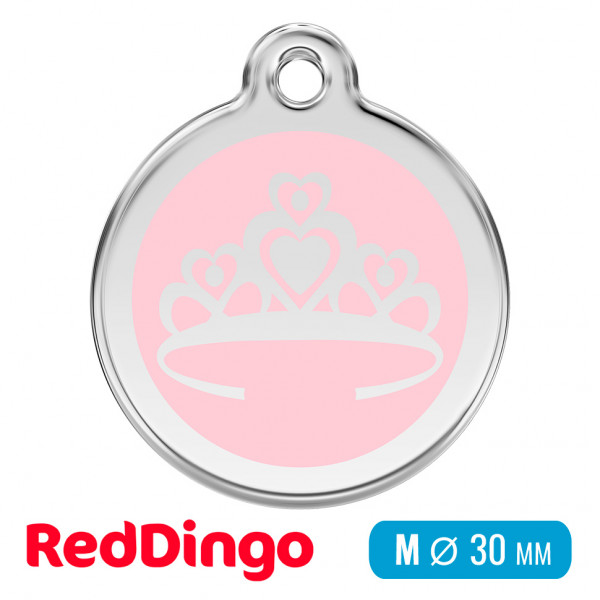 Адресник для собаки Red Dingo средний M нежно-розовый с диадемой