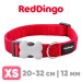 Ошейник для собак Red Dingo красный Plain 20-32см, 12мм | XS