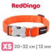 Ошейник для собак Red Dingo оранжевый Plain 20-32см, 12мм | XS