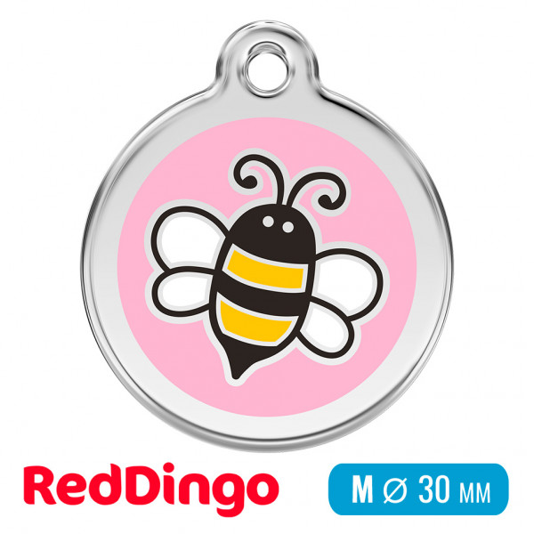 Адресник для собаки Red Dingo средний M нежно-розовый с пчелкой