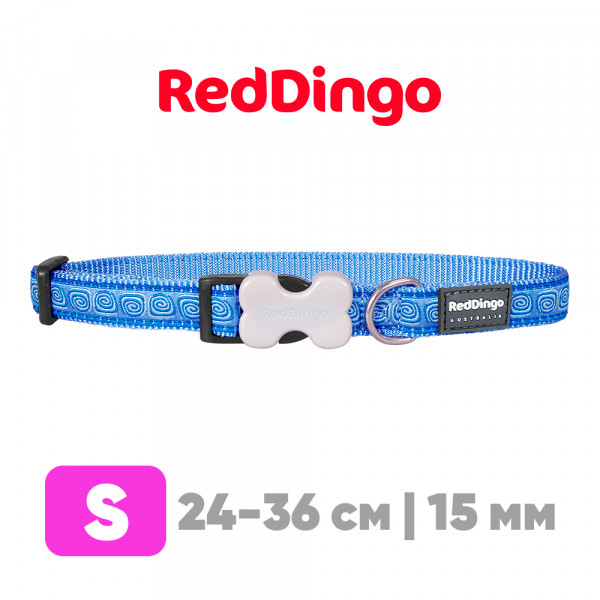 Ошейник для собак Red Dingo голубой Hypno 24-36 см, 15 мм | S