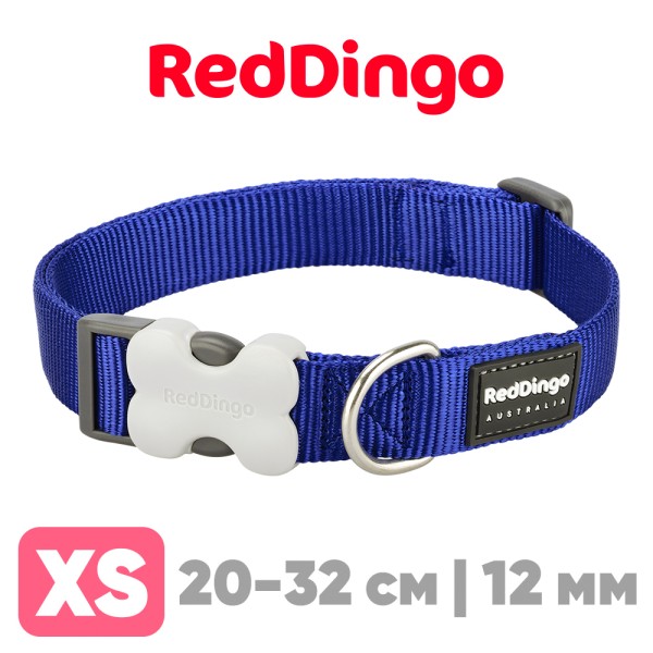 Ошейник для собак Red Dingo синий Plain 20-32см, 12мм | XS