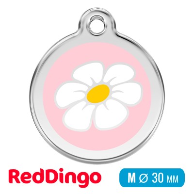 Адресник для собаки Red Dingo средний M нежно-розовый с ромашкой