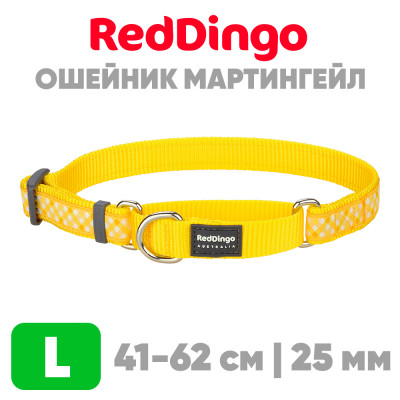 Мартингейл ошейник для собак Red Dingo желтый Gingham 41-62 см, 25 | L