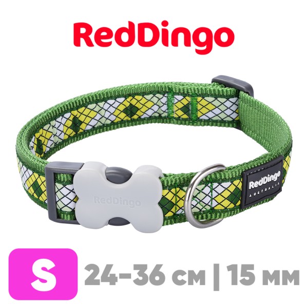 Ошейник для собак Red Dingo зеленый Monty 24-36 см, 15 мм | S