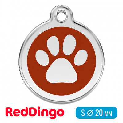 Адресник для собаки Red Dingo малый S коричневый с лапкой