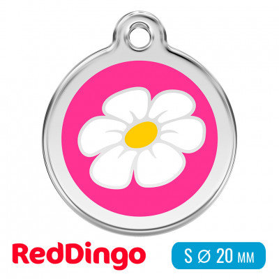Адресник для собаки Red Dingo малый S ярко-розовый с ромашкой