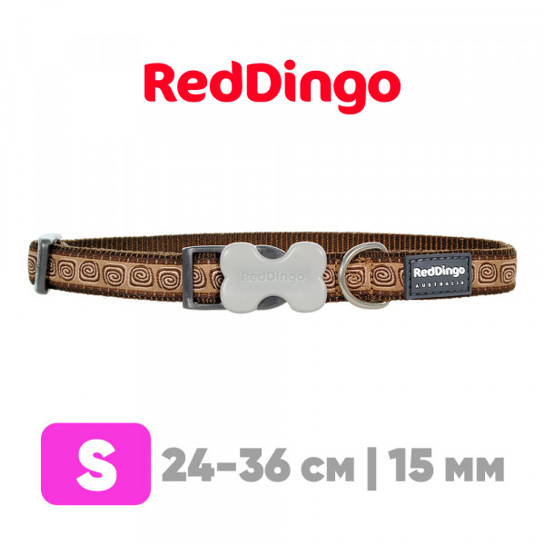 Ошейник для собак Red Dingo коричневый Hypno 24-36 см, 15 мм | S