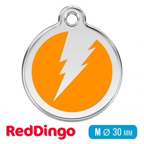 Адресник для собаки Red Dingo средний M оранжевый с молнией