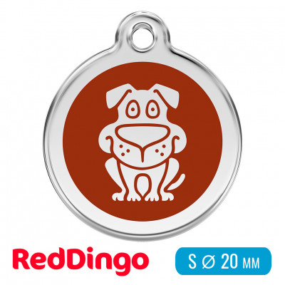 Адресник для собаки Red Dingo малый S коричневый с собачкой