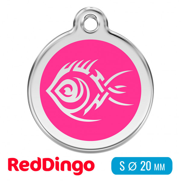 Адресник для собаки Red Dingo малый S ярко-розовый с рыбкой