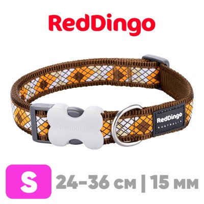 Ошейник для собак Red Dingo коричневый Monty 24-36 см, 15 мм | S