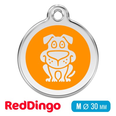 Адресник для собаки Red Dingo средний M оранжевый с собачкой