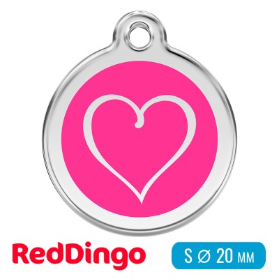 Адресник для собаки Red Dingoмалый S ярко-розовый с сердцем