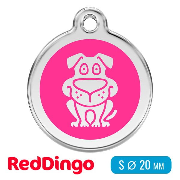 Адресник для собаки Red Dingo малый S ярко-розовый с собачкой