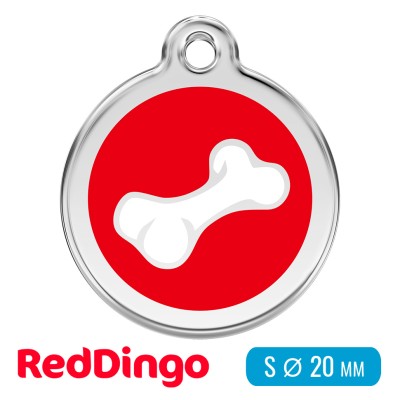 Адресник для собаки Red Dingo малый S красный с косточкой