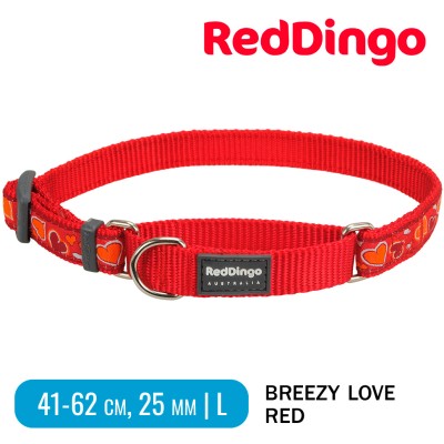 Мартингейл ошейник для собак Red Dingo красный Breezy Love 41-62 см, 25 | L