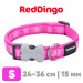 Ошейник для собак Red Dingo ярко-розовый Paws 24-36 см, 15 мм | S