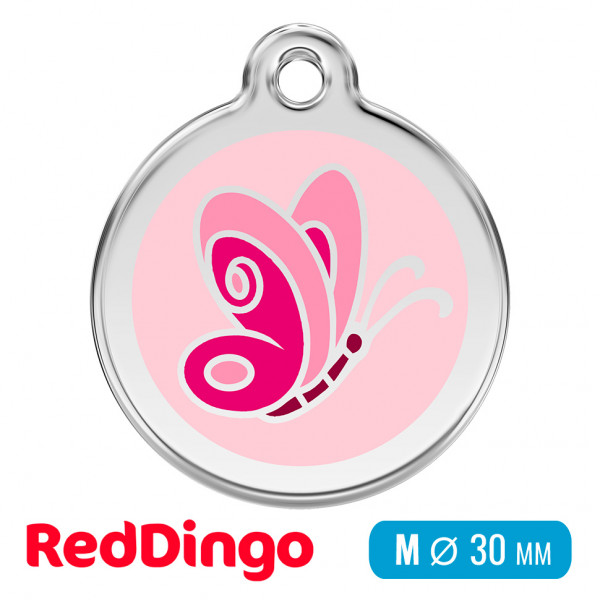 Адресник для собаки Red Dingo средний M розовая бабочка