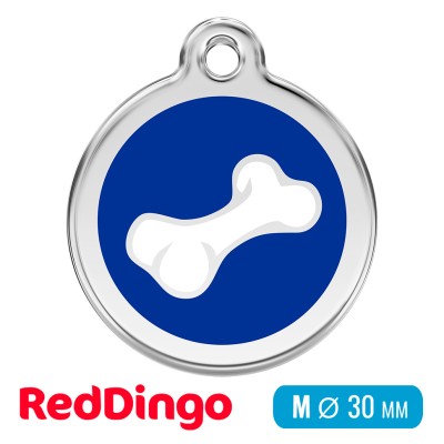 Адресник для собаки Red Dingo средний M синий с косточкой