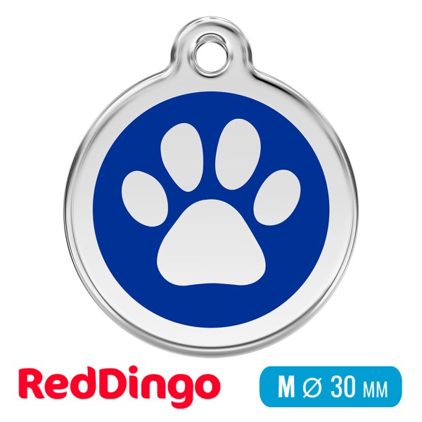 Адресник для собаки Red Dingo средний M синий с лапкой