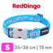 Ошейник для собак Red Dingo лазурный с пингвинами 24-36 см, 15 мм | S