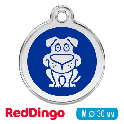 Адресник для собаки Red Dingo средний M синий с собачкой