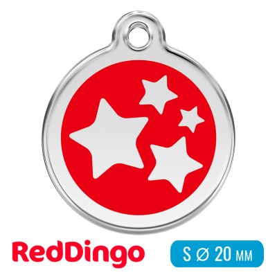 Адресник для собаки Red Dingo малый S красный со звездами