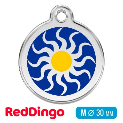 Адресник для собаки Red Dingo средний M синий с солнцем