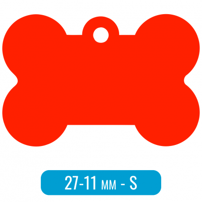 Адресник для собаки косточка малая S красный 27х11 мм