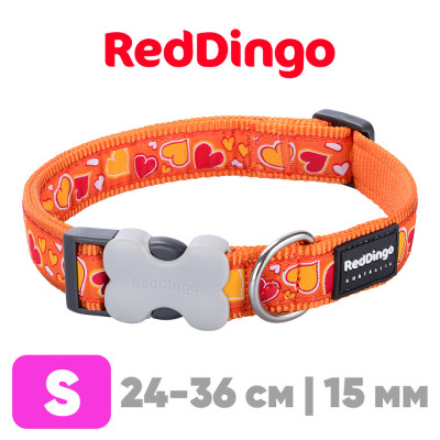 Ошейник для собак Red Dingo оранжевый Breezy Love 24-36 см, 15 мм | S