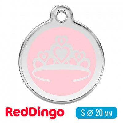 Адресник для собаки Red Dingo малый S нежно-розовый с диадемой