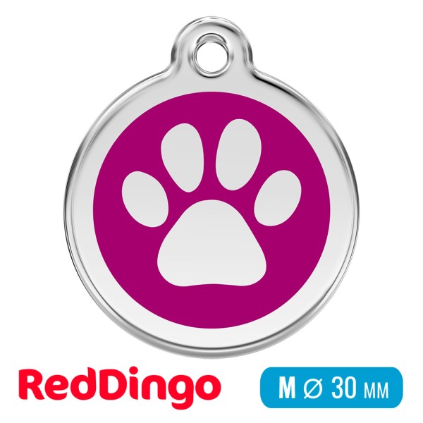 Адресник для собаки Red Dingo средний M сиреневый с лапкой