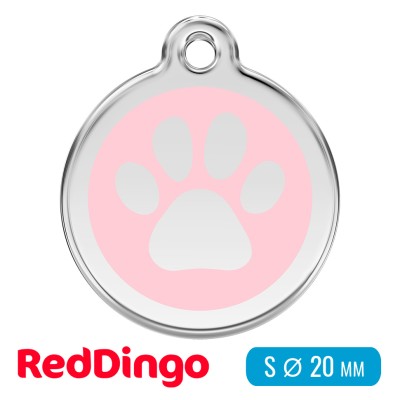 Адресник для собаки Red Dingo малый S нежно-розовый с лапкой