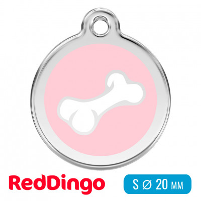 Адресник для собаки Red Dingo малый S нежно-розовый с косточкой