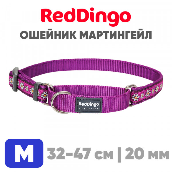Мартингейл ошейник для собак Red Dingo сиреневый Daisy Chain 32-47 см, 20 мм | M