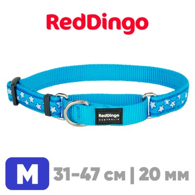 Мартингейл ошейник для собак Red Dingo лазурный Stars 32-47 см, 20 мм | M