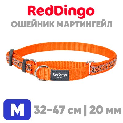 Ошейник с застежкой Red Dingo оранжевый Snake Eyes 31-47 см, 20 мм | M