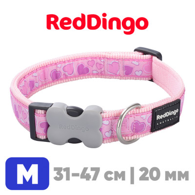 Ошейник с застежкой Red Dingo розовый Breezy Love 31-47 см, 20 мм | M