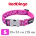 Ошейник для собак Red Dingo розовый Flanno 24-36 см, 15 мм | S
