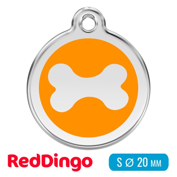 Адресник для собаки Red Dingo малый S оранжевый с косточкой