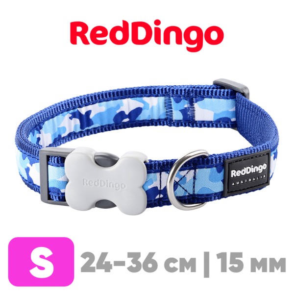 Ошейник для собак Red Dingo синий Camouflage 24-36 см, 15 мм | S