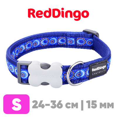 Ошейник для собак Red Dingo синий Cosmos 24-36 см, 15 мм | S