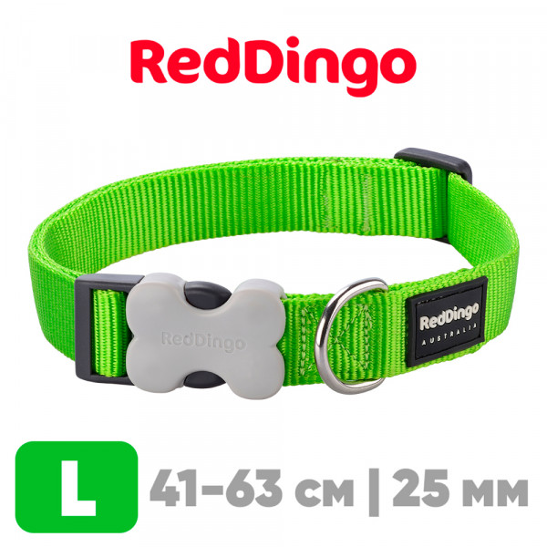Ошейник для собак Red Dingo лайм Plain 41-63 см, 25 мм | L