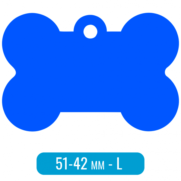 Адресник для собаки косточка большая L синий 51х42 мм