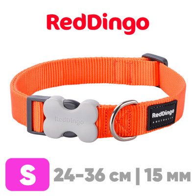 Ошейник с застежкой Red Dingo оранжевый Plain 15мм*24-36см