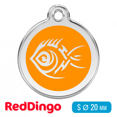 Адресник для собаки Red Dingo малый S оранжевый с рыбкой