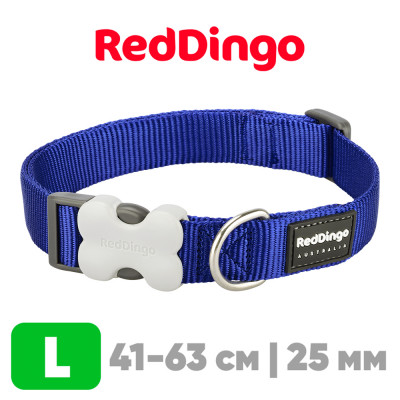 Ошейник для собак Red Dingo синий Plain 41-63 см, 25 мм | L