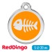 Адресник для собаки Red Dingo малый S оранжевый с рыбкой (скелетик)