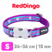Ошейник для собак Red Dingo сиреневый с единорогами 24-36 см, 15 мм | S